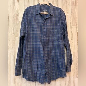 Patagonia Organic Cotton Plaid Button-Down Shirt Men’s XL Blue Long Sleeve